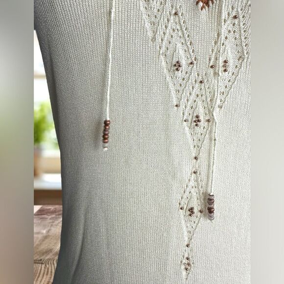 DAVID MEISTER Beaded Embellished Knit Top V-Neck Tank Blouse Size L - Picture 4 of 16